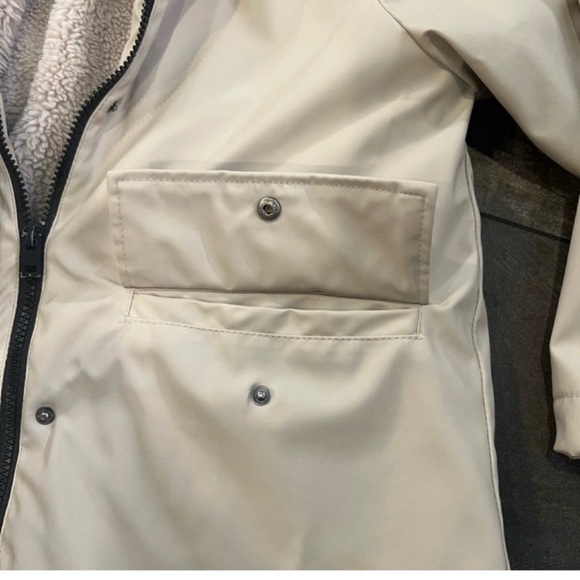 Zara Beige Hooded Puffer Jacket warm waterproof 9/10 - Picture 7 of 9